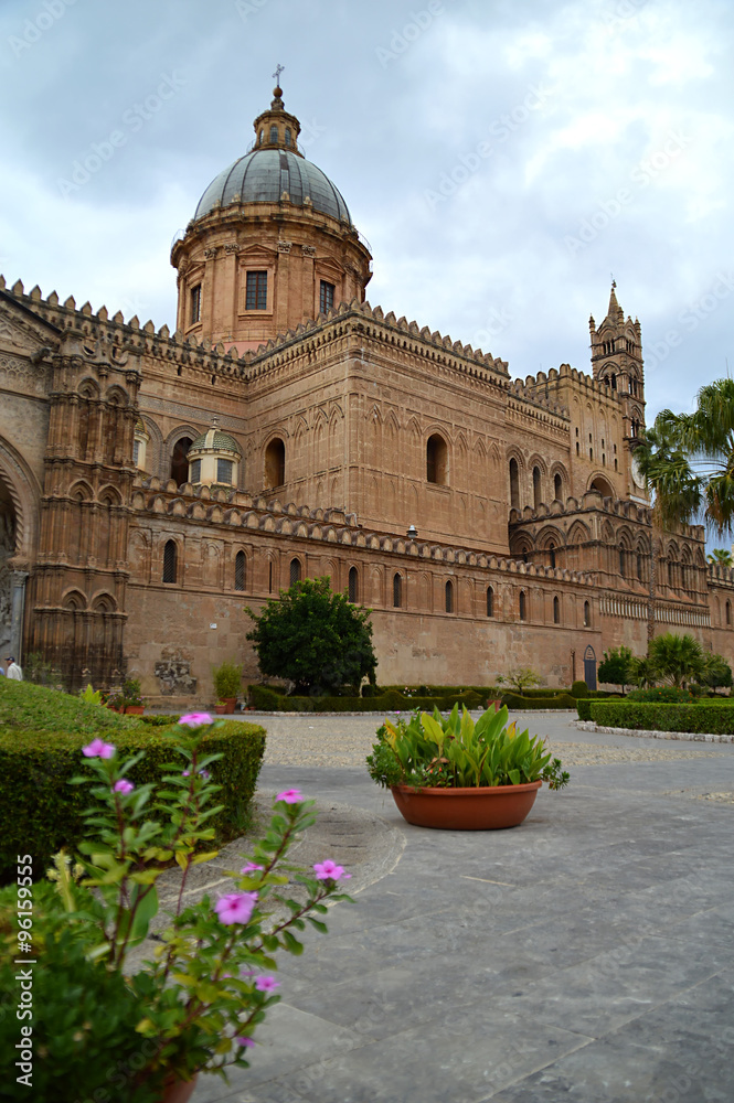 Palermo, Cattedrale with Flowers vertical