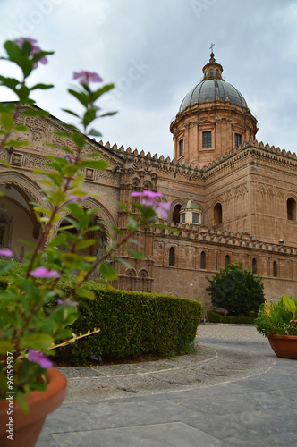 Palermo  Cattedrale with Flowers in front  vertical