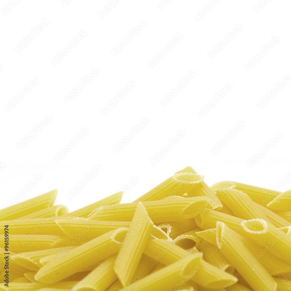 Original Italian penne, isolated on white Original Italian penne, isolated on white