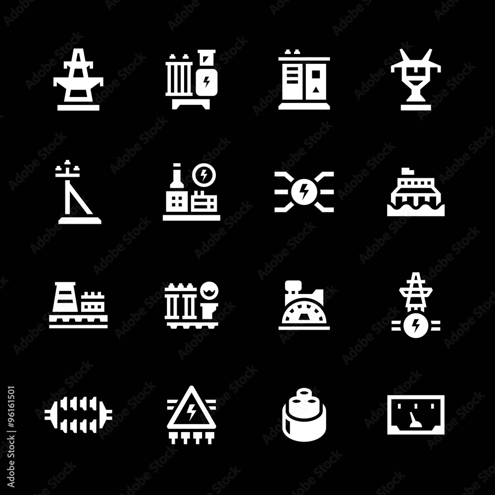 Set icons of power industry Set icons of power industry