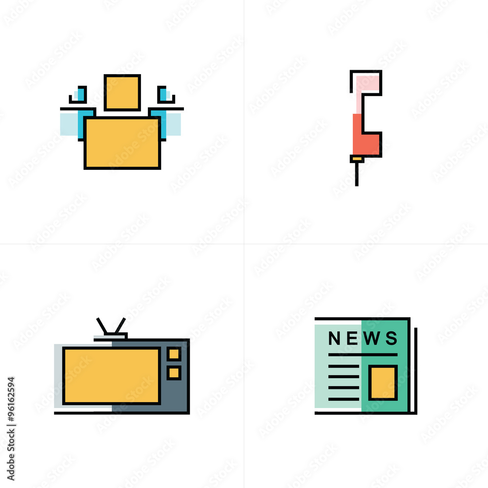 people, news, tv, phone icons design