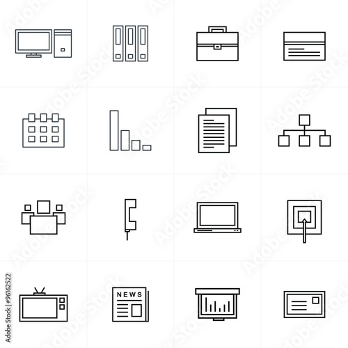 office icons set line style