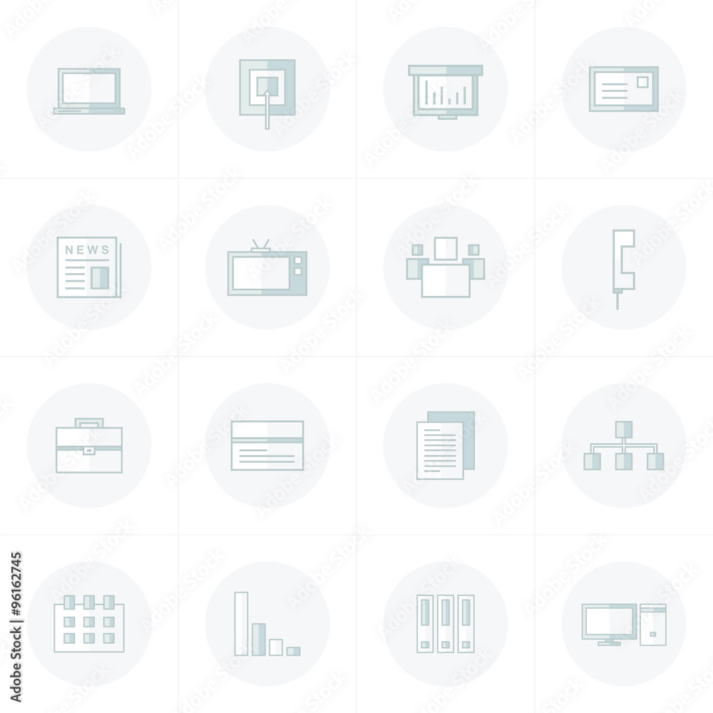 office icons set gray solo color office icons set gray solo color