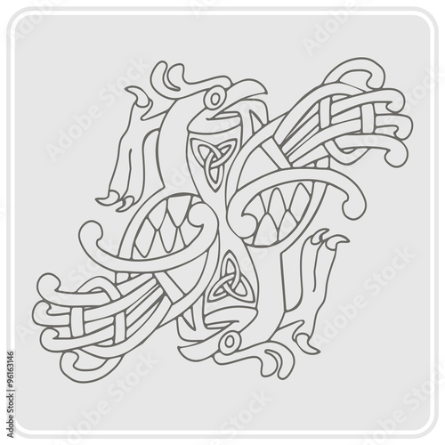 monochrome icon with Celtic art and ethnic ornaments for your design