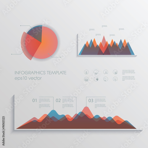 Material design pie chart and graphs vector collection. Set of business icons for financial report