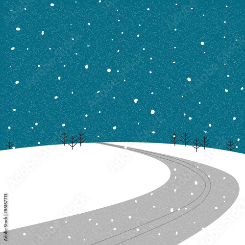 Road on the mountain during during winter