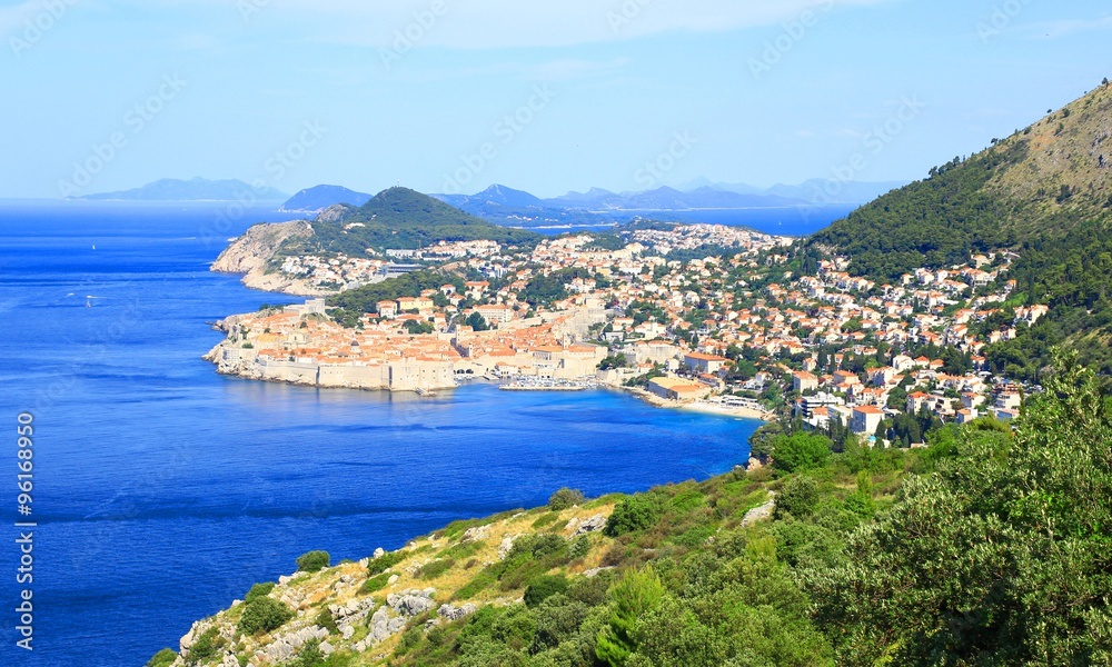 Panoramic view of Dubrovnik old Town in Croatia