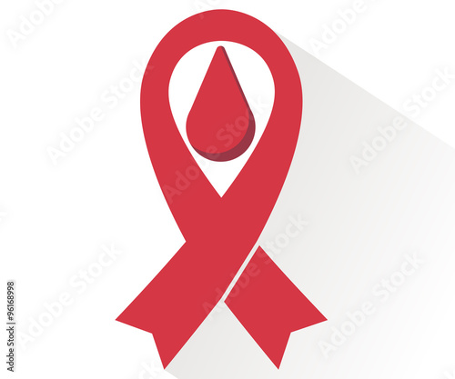 Red ribbon in flat style. World AIDS Day.