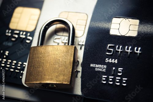 Credit card data security concept / Data encryption on credit card