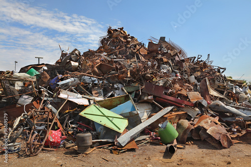 Recycling industry, heap of old metal