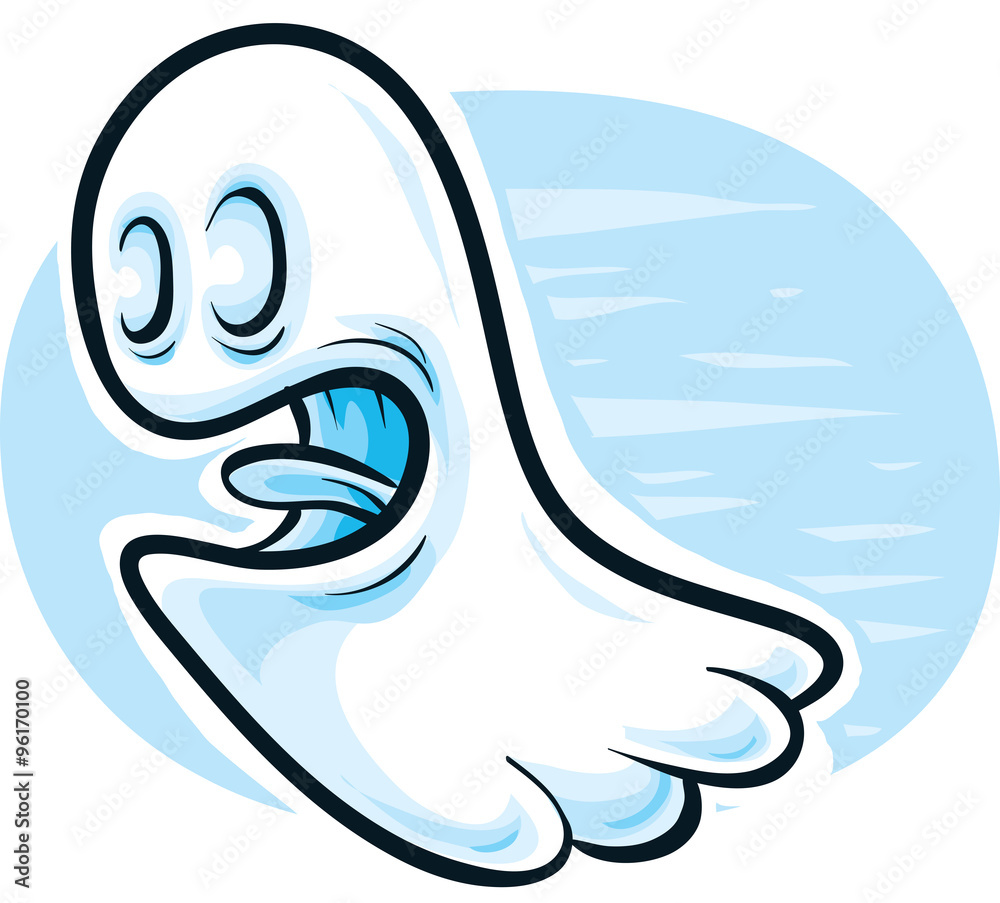 Naklejka premium A cartoon of a happy, friendly ghost with a cheery smile.