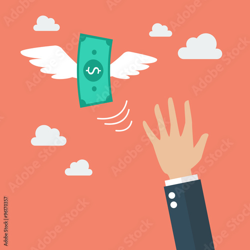 Hand catching a money fly
