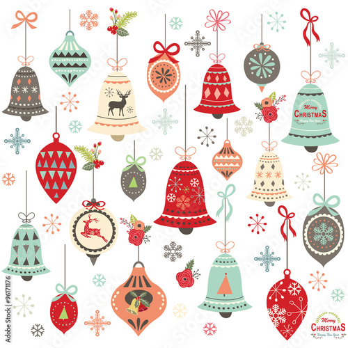 Vintage Christmas Bell Design Elements