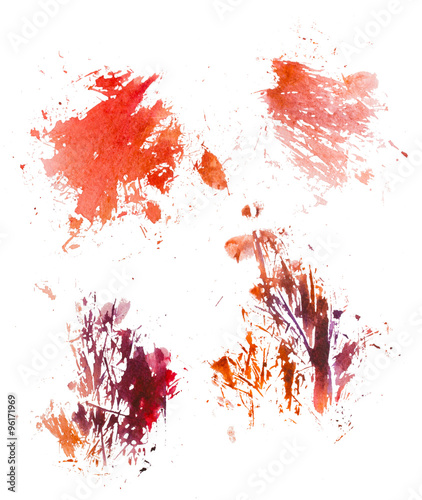 Red watercolor abstract splashes