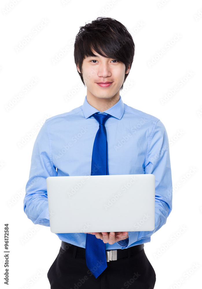 Businessman working with laptop computer Businessman working with laptop computer