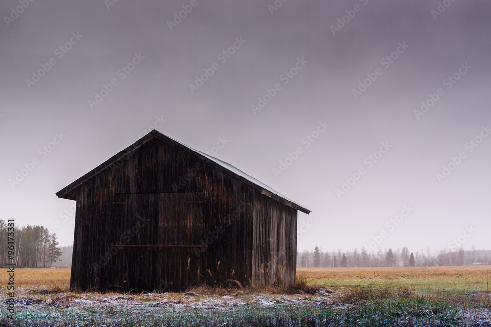 Barn In The Snowfall Barn In The Snowfall
