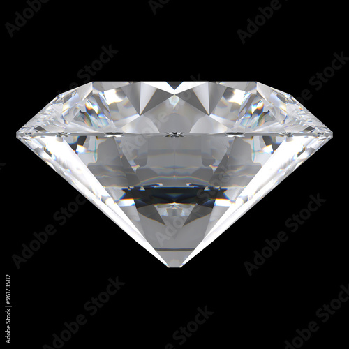 Brilliant Cut Diamond Orthographic Front View Isolated on Black Background