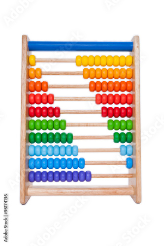 wooden abacus on white background
