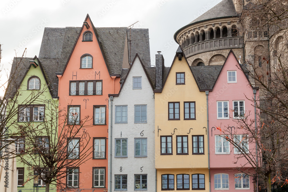 Old colorful houses in the city Cologne in Germany