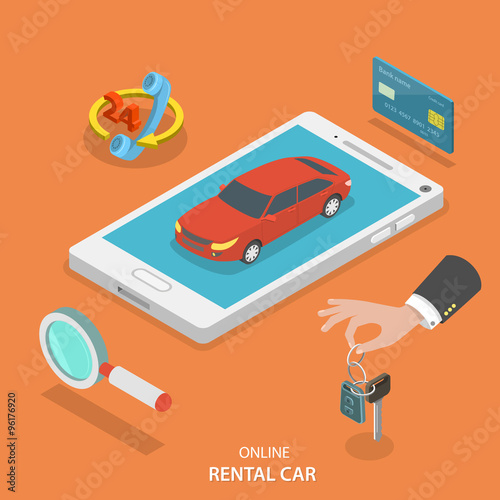 Online rental car service vector concept.