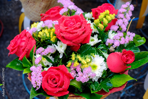 Bouquet of roses sold in the market