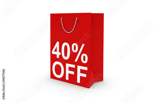 Forty Percent Off Sale - Red 40% OFF Paper Shopping Bag Isolated on White
