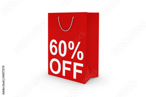 Sixty Percent Off Sale - Red 60% OFF Paper Shopping Bag Isolated on White