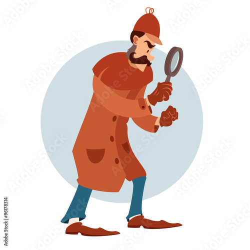 Cartoon flat detective