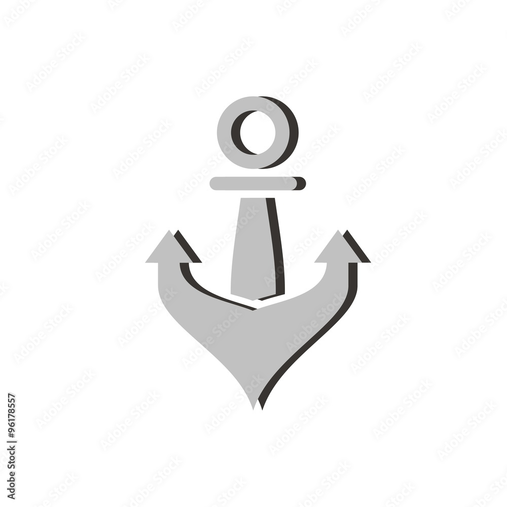 Icono ancla barco relieve Stock Vector
