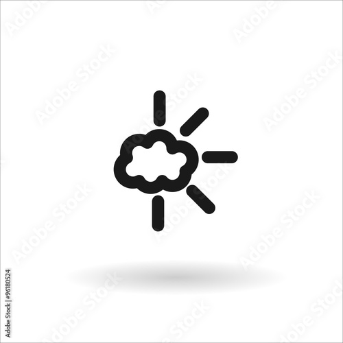 black sun behind the cloud line vector icon