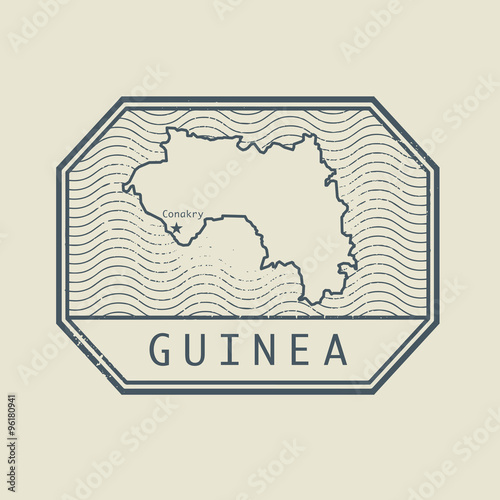 Stamp with the name and map of Guinea