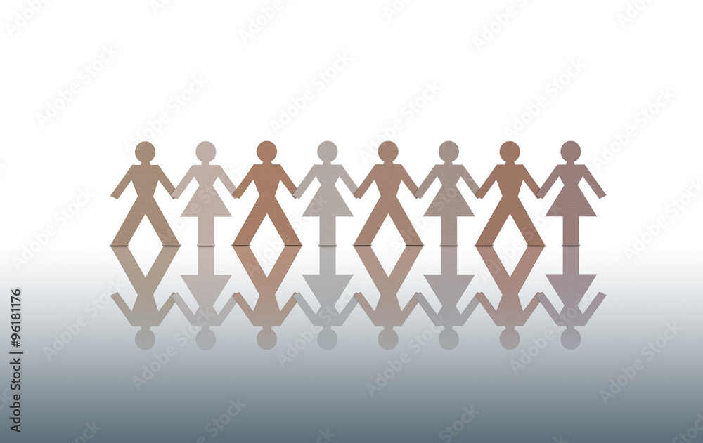 Paper chain of people holding hands Paper chain of people holding hands