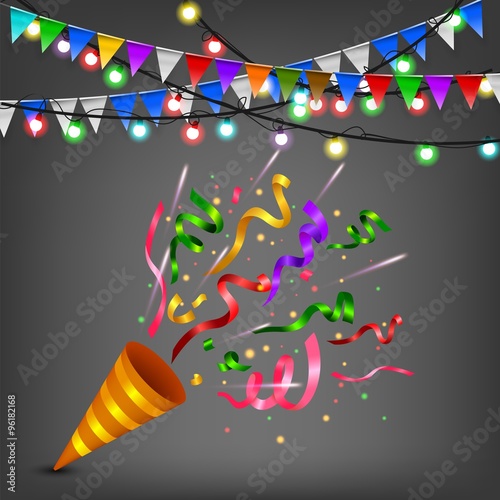 Exploding Colorful confetti popper birthday party