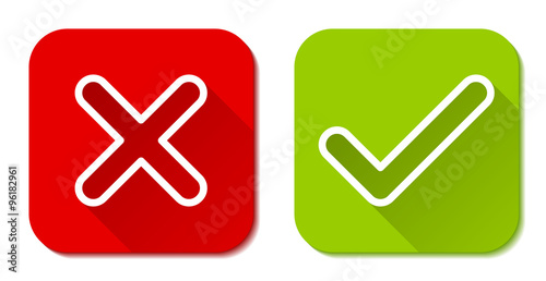Flat Line Cross & Check Icons, Buttons