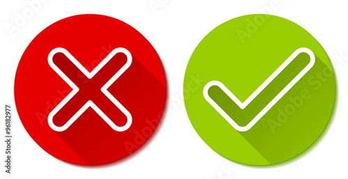 Flat Line Cross & Check Icons, Buttons