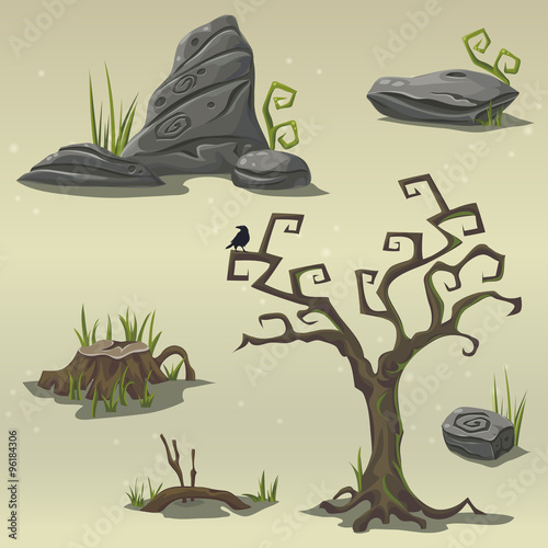 Set elements for computer game location swamp