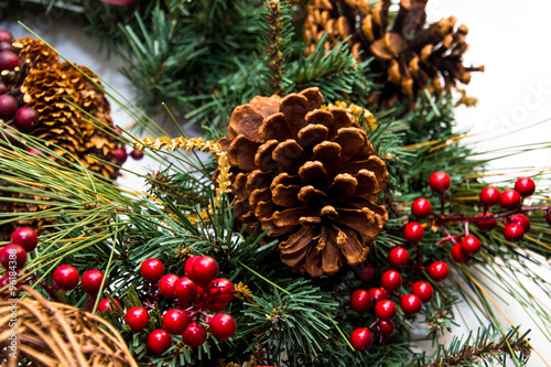 Christmas pine ornament close up 