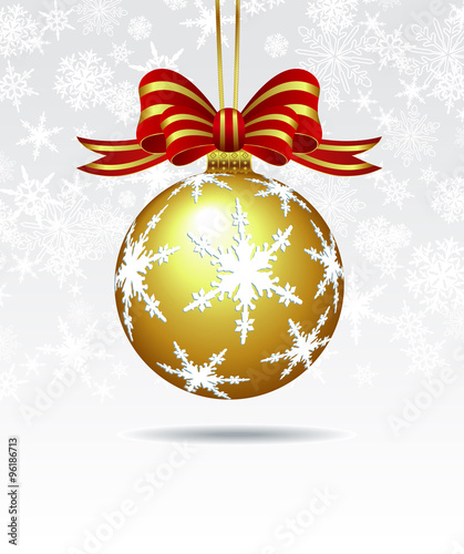 Christmas Bauble on a Snowflake Background