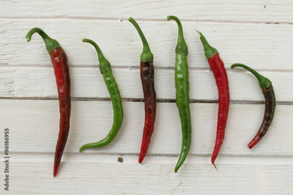 Red and green hot chilly peppers Red and green hot chilly peppers