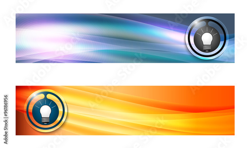 Set of two banners with waves and bulb symbol