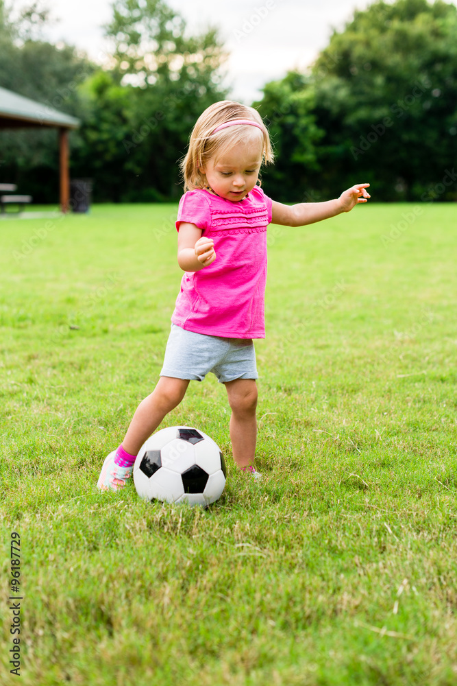 Little Girl With Soccer Football Ball Little Girl With Soccer Football Ball