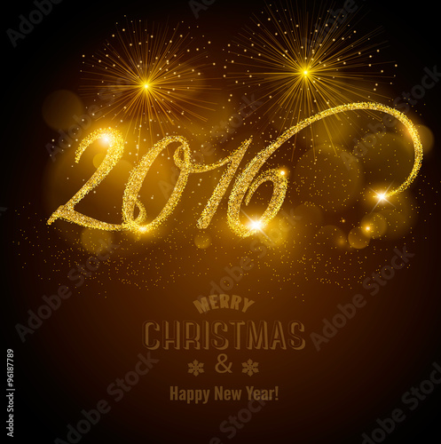 Celebration background with a beautiful gold 2016. Vector.