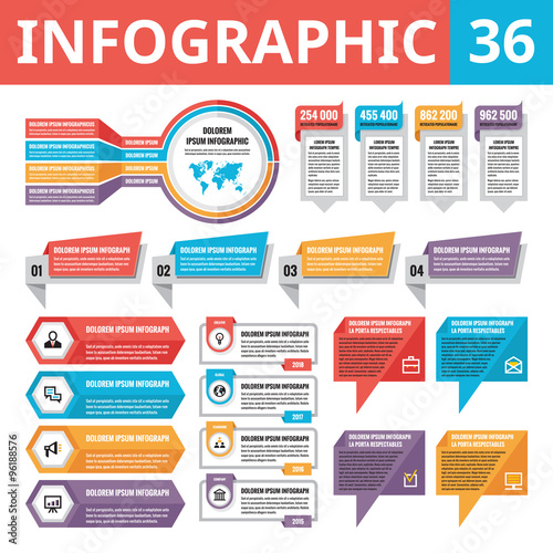 Infographic elements 36. Set of vector design elements in flat style for business presentation, booklet, web site and other projects. Vector banners collection. Infographic templates.
