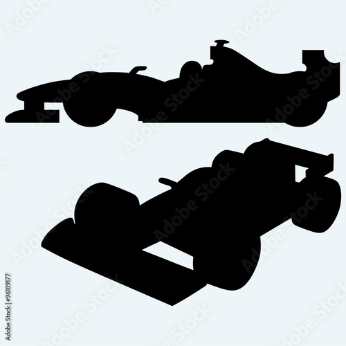 Race car. Isolated on blue background. Vector silhouettes © Kreatiw
