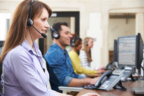Female Customer Services Agent In Call Centre © highwaystarz