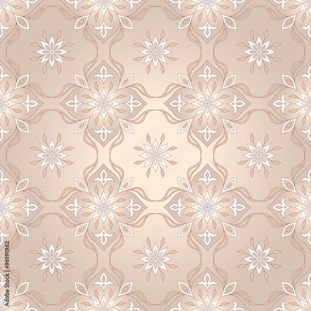 Seamless floral texture on  beige.