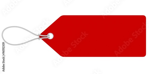 Blank Red Price Tag Isolated on White photo