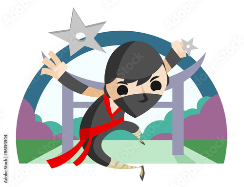 ninja atacando con estrellas photo