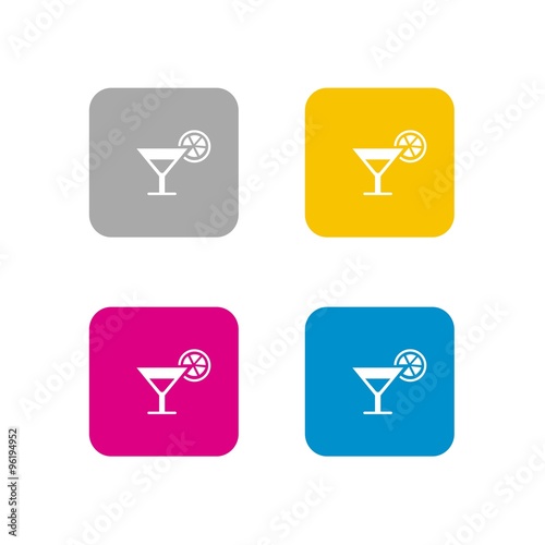 Icono refresco en copa con naranja colores cuadro