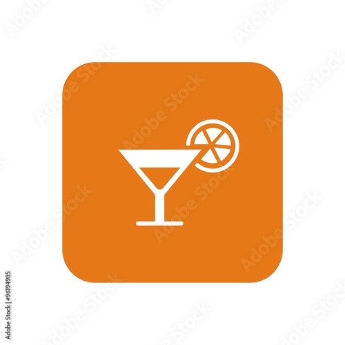 Icono refresco en copa con naranja naranja cuadro